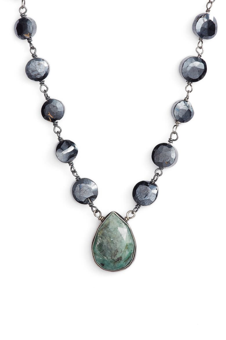 Ara Collar Necklace, Main, color, MYSTIC BLACK SPINEL/ EMERALD