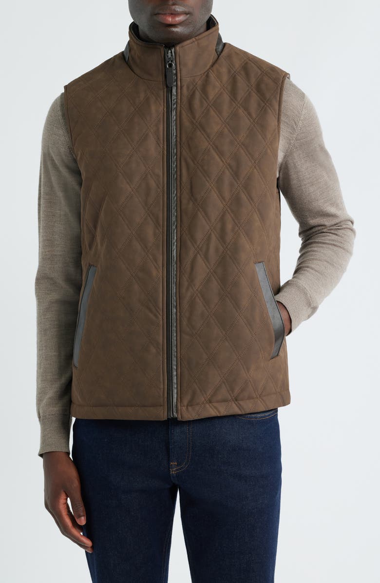 Johnston & Murphy Upton Reversible Vest, Alternate, color, Light Brown/ Brown Plaid