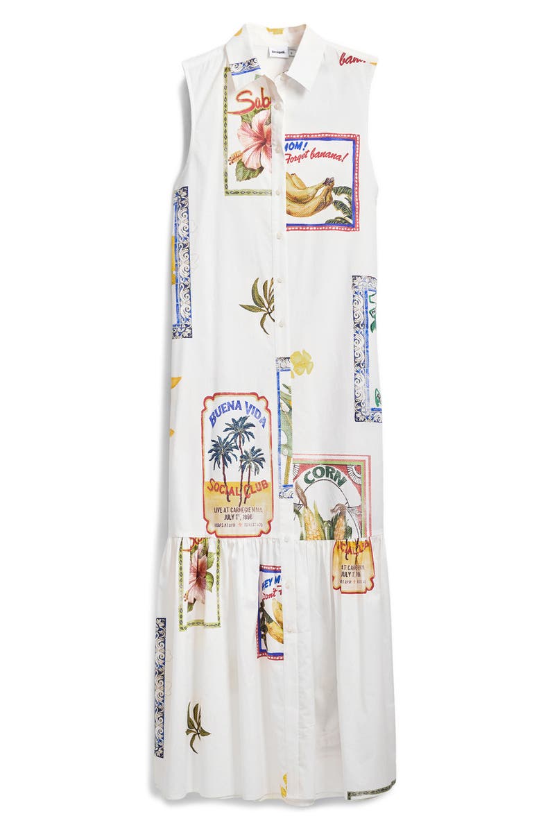 Desigual Mixed Print Cotton Sleeveless Shirtdress, Alternate, color, Light Beige