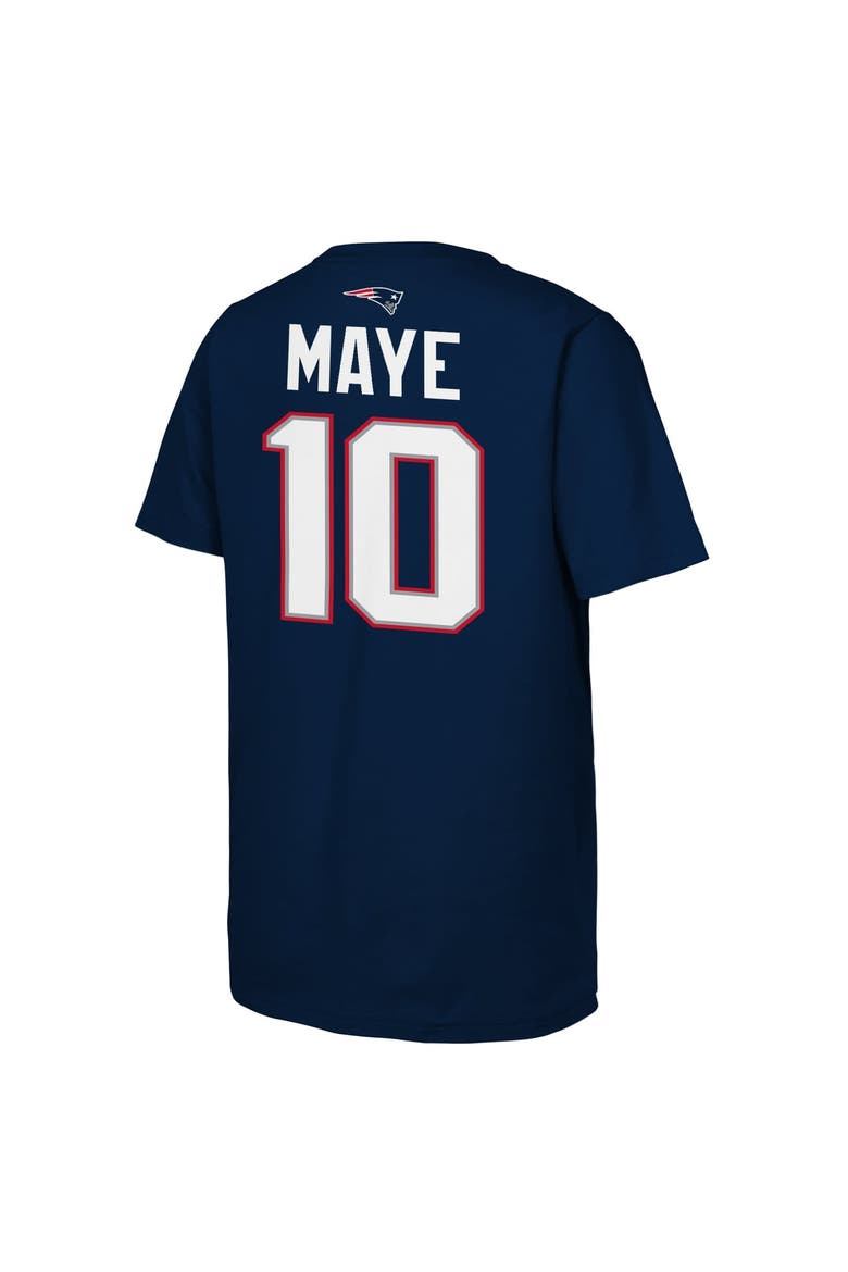 Youth Outerstuff Drake Maye Navy New England Patriots Name & Number T-Shirt, Alternate, color, Navy