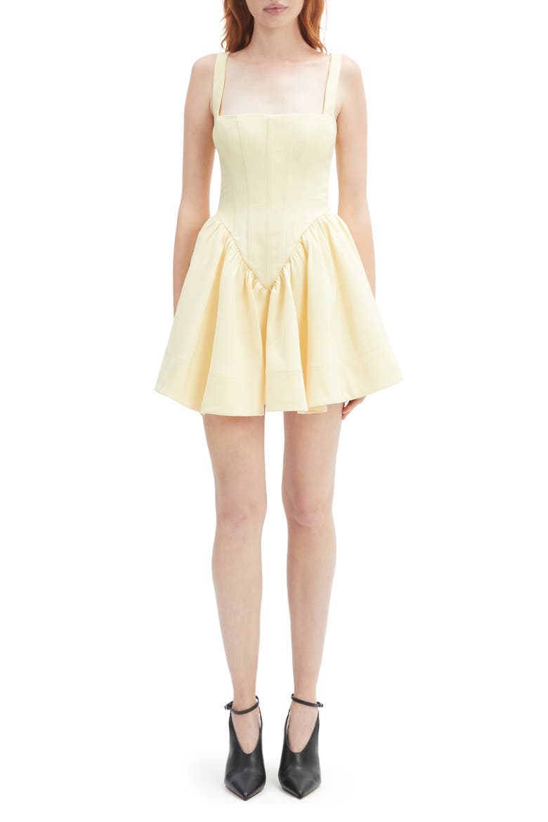 Larson Corset Fit & Flare Minidress, Main, color, CANARY YELLOW