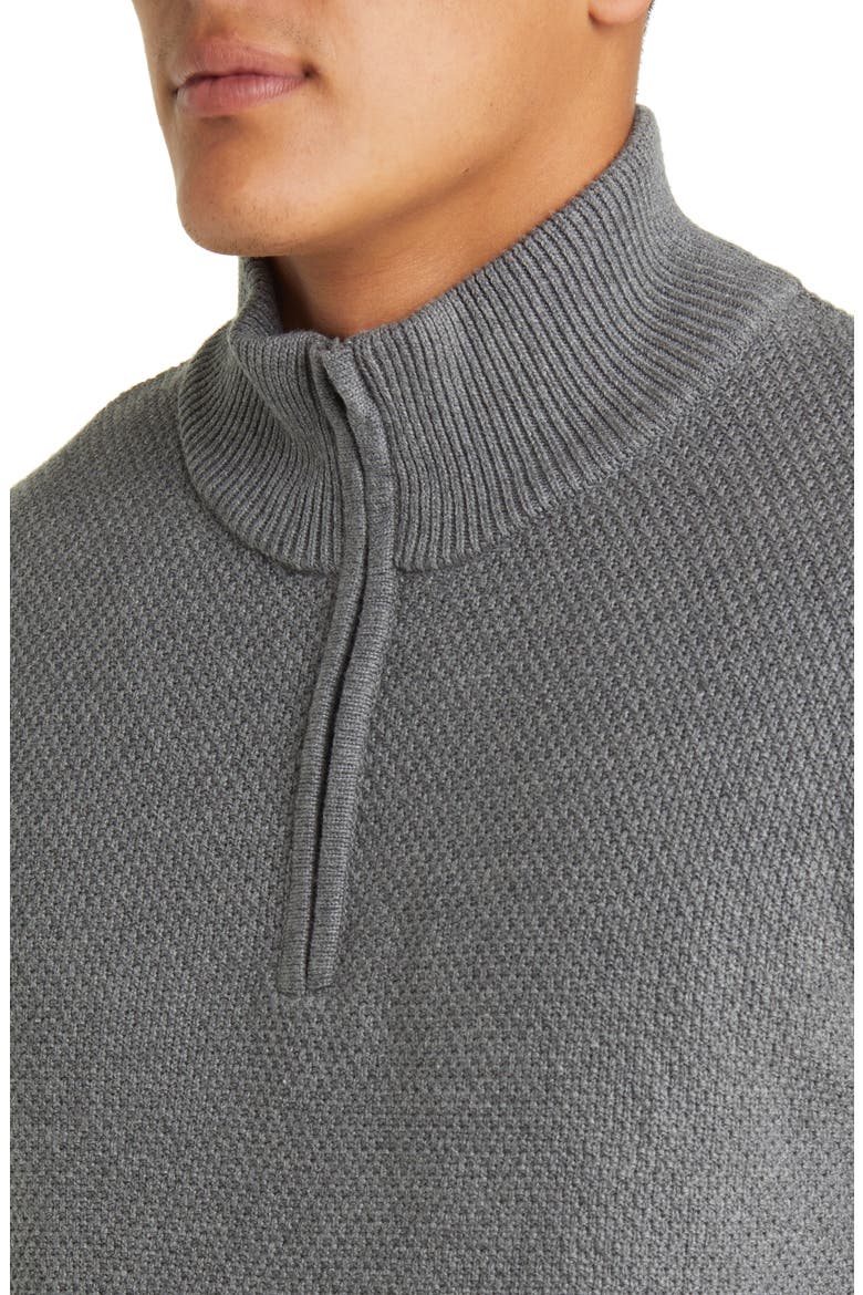 Waffle Knit Quarter Zip Pullover, Alternate, color, GREY