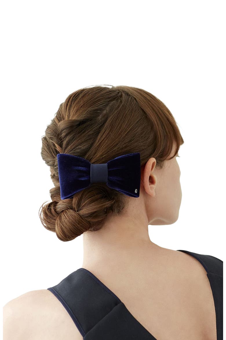 Josephine Velvet Bow Barette, Alternate, color, Black