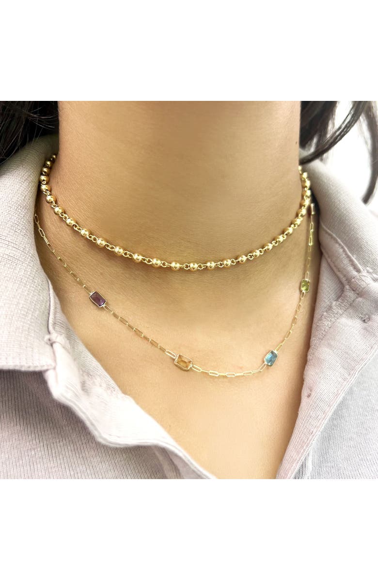 The Lovery Fine Jewelry Rainbow Gemstone Paperclip Necklace, Alternate, color, Rainbow