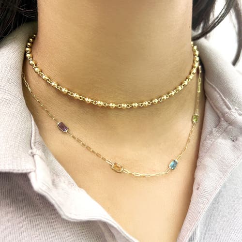 The Lovery Fine Jewelry Rainbow Gemstone Paperclip Necklace In Gold