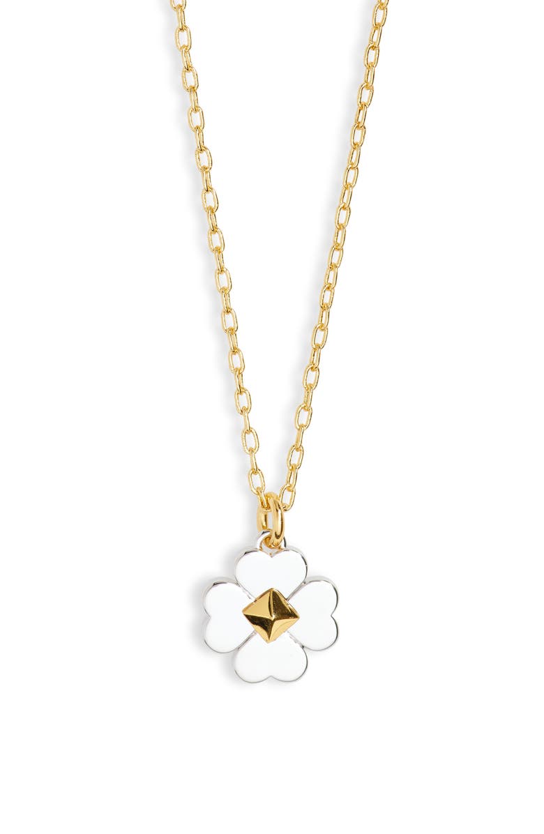 KATE SPADE SATURDAY spades & studs metal pendant necklace, Main, color, Silver Gold