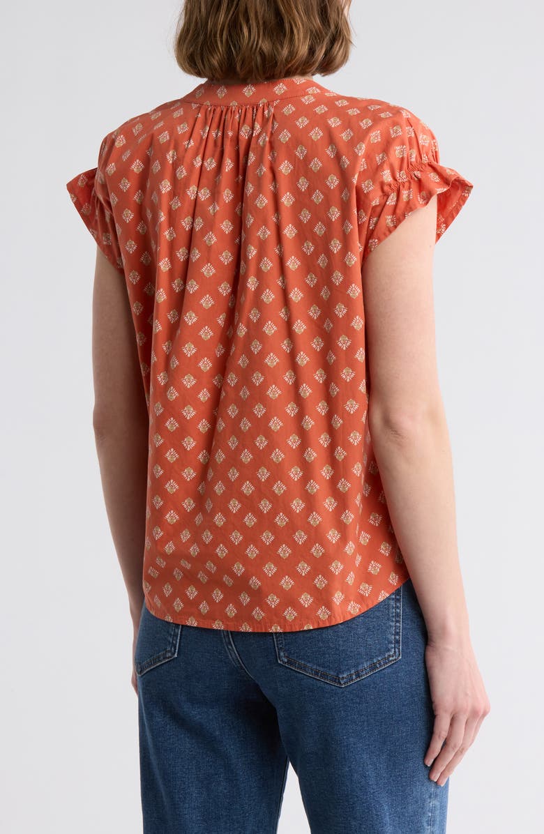 Melrose and Market Flutter Sleeve Cotton Top, Alternate, color, Orange Gabby Foulard