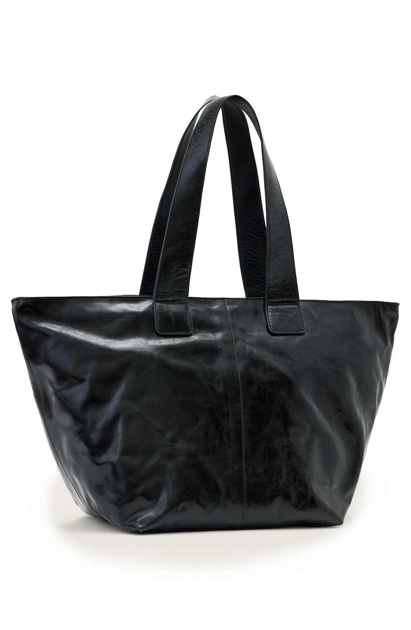 AllSaints Jean Rey Leather Tote, Alternate, color, Black
