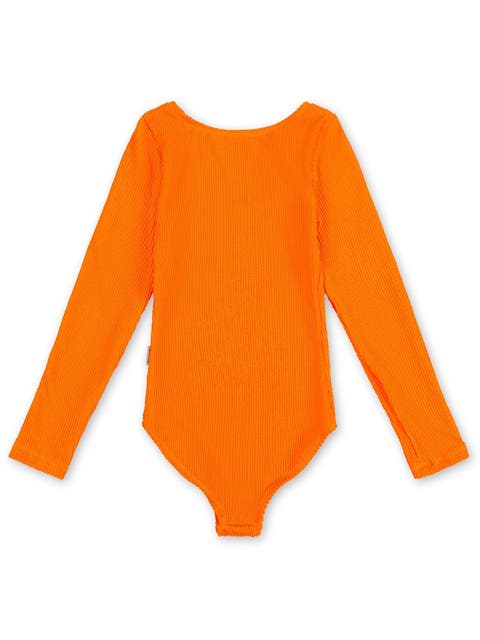 Crinkle Long Sleeve One Piece Swimsuit