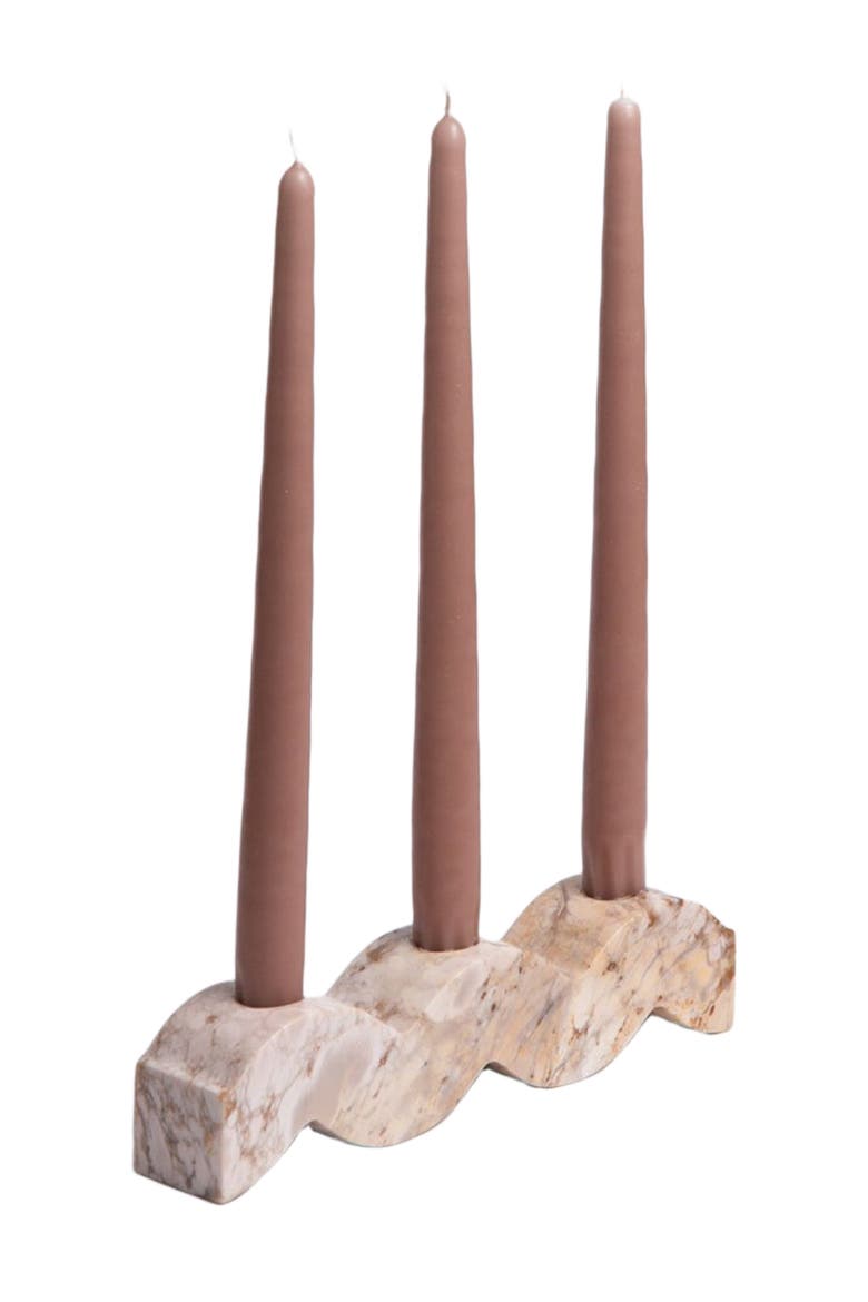 Wavy Gemstone Candelabra, Alternate, color, Creamy Soapstone