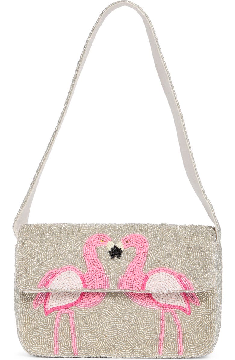 Collection XIIX Flamingo Beaded Baguette Shoulder Bag, Main, color, Pink Multi