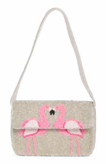 Collection XIIX Flamingo Beaded Baguette Shoulder Bag