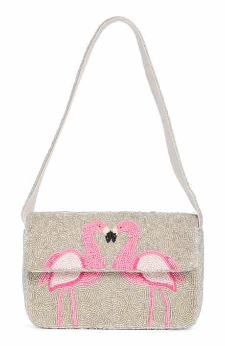 Collection XIIX Flamingo Beaded Baguette Shoulder Bag