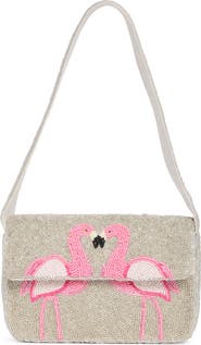 Collection XIIX Flamingo Beaded Baguette Shoulder Bag