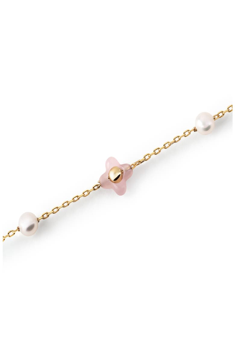 Hannah Rose Quartz & Pearl Station Bracelet, Alternate, color, GOLD / PINK