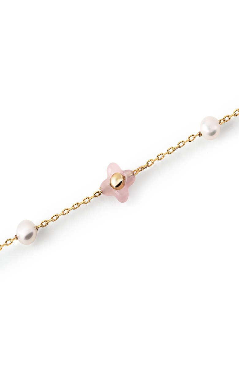 Ana Luisa Hannah Rose Quartz & Pearl Station Bracelet, Alternate, color, Gold / Pink