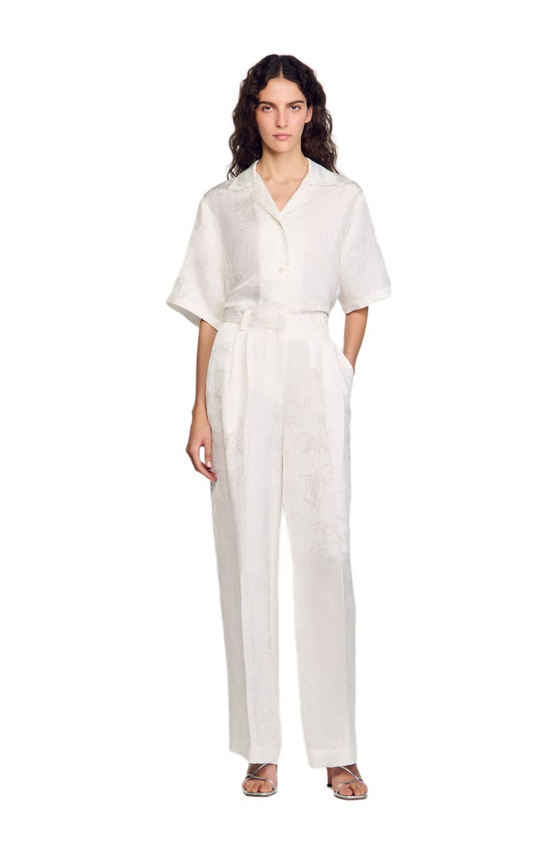 SANDRO Jacquard flowers trousers, Alternate, color, White