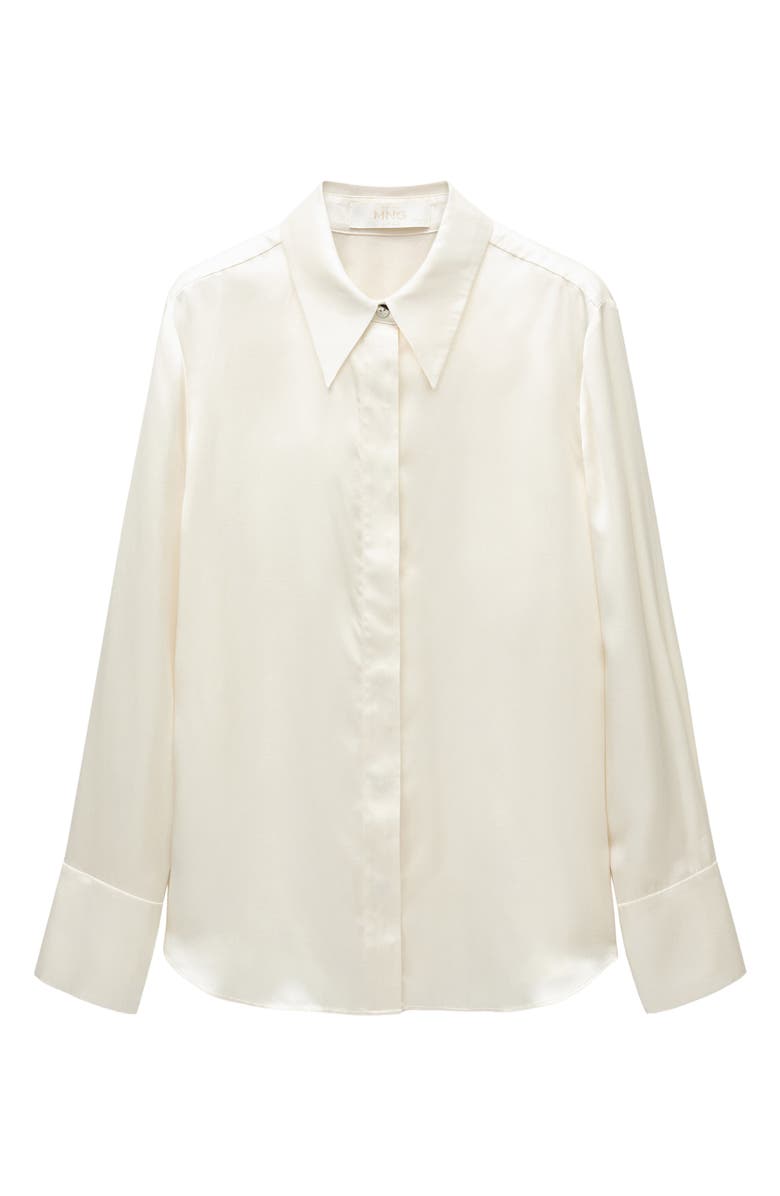 MANGO Silk Satin Button-Up Shirt, Alternate, color, Off White