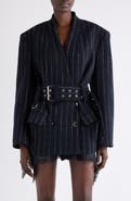 Isabel Marant Fyma Pinstripe Wool Belted Blazer