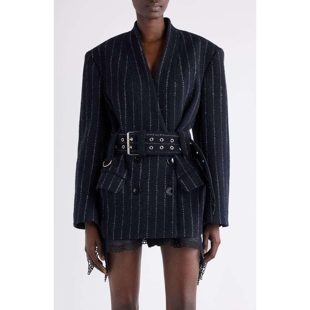 Isabel Marant Fyma Chalk Stripe Virgin Wool Blazer In Black