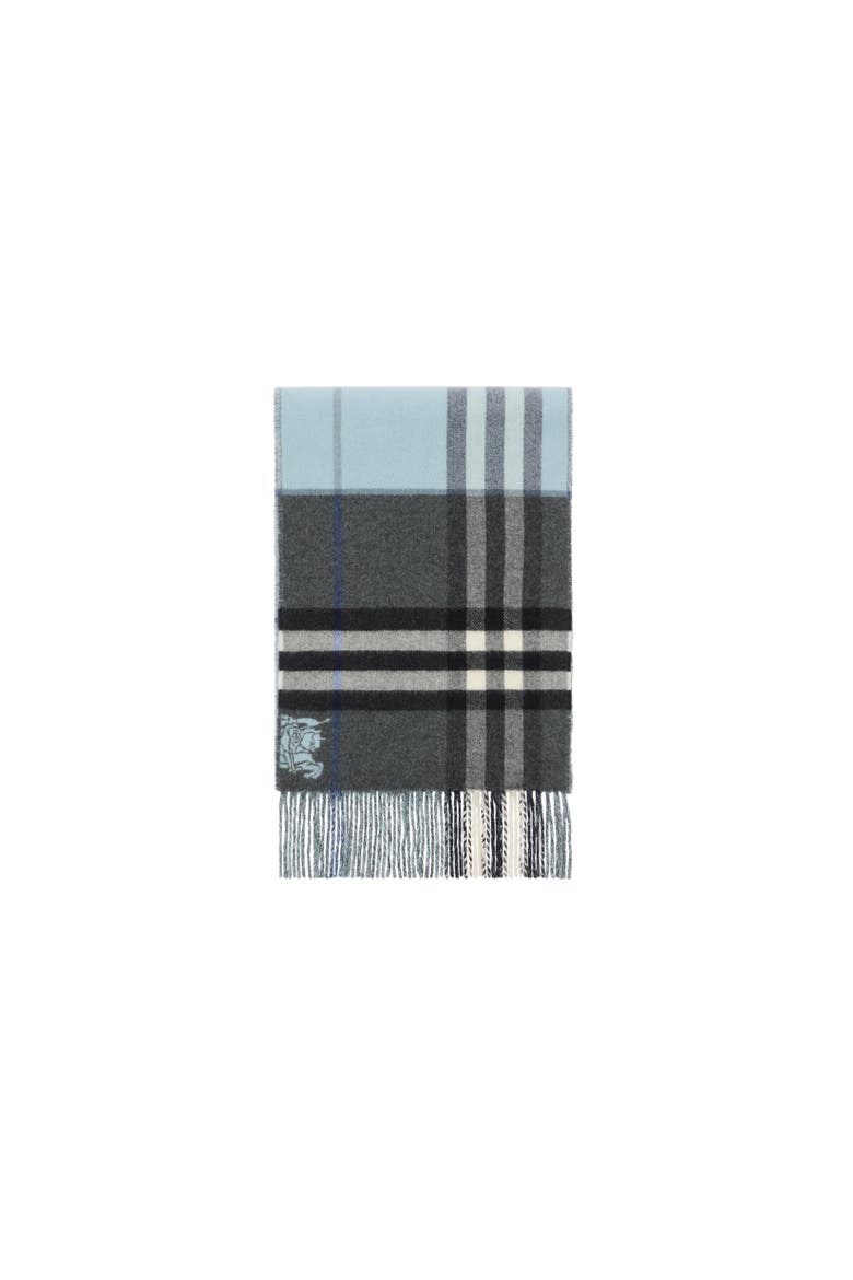 Contrast Check Cashmere Scarf, Alternate, color, Marlborough grey/bank grey