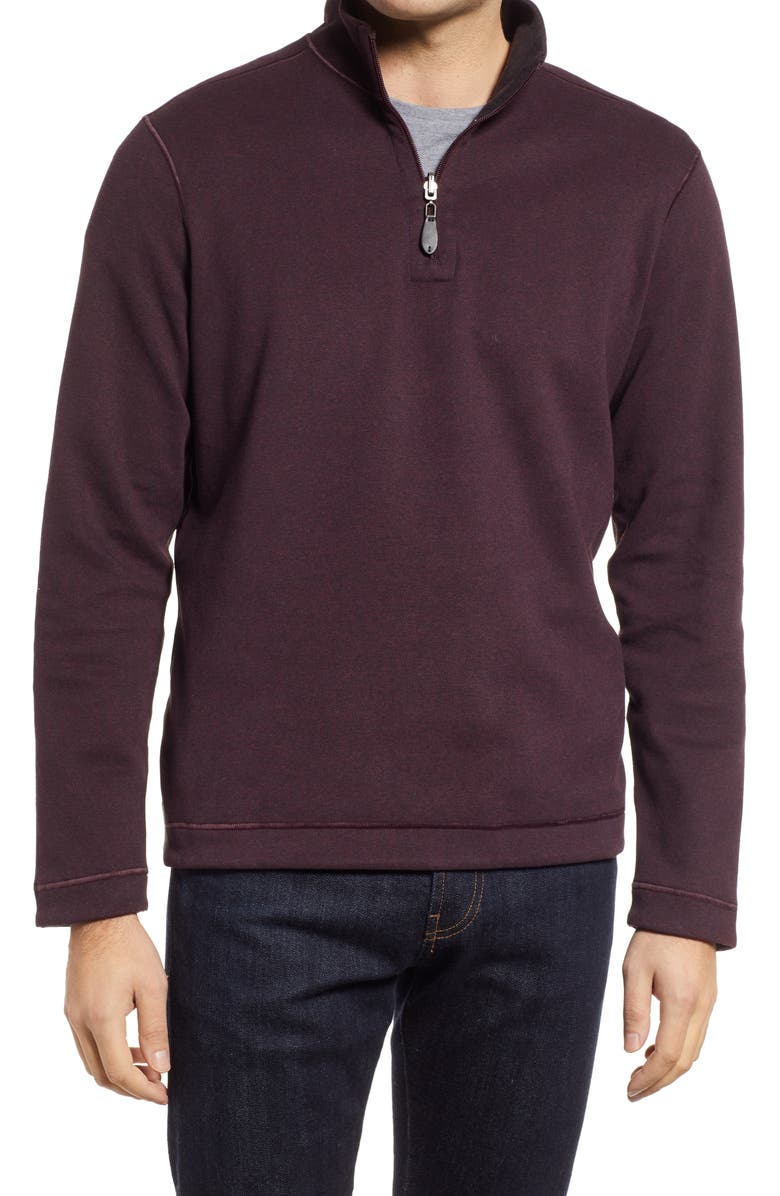 Johnston & Murphy Reversible Quarter Zip Pullover, Main, color,