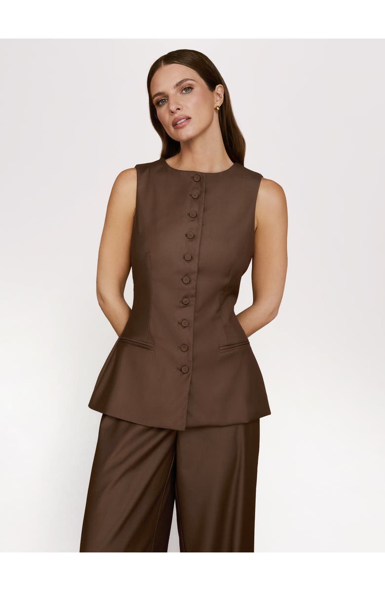 Six Stories Tailored Waistcoat, Main, color, Chocolate