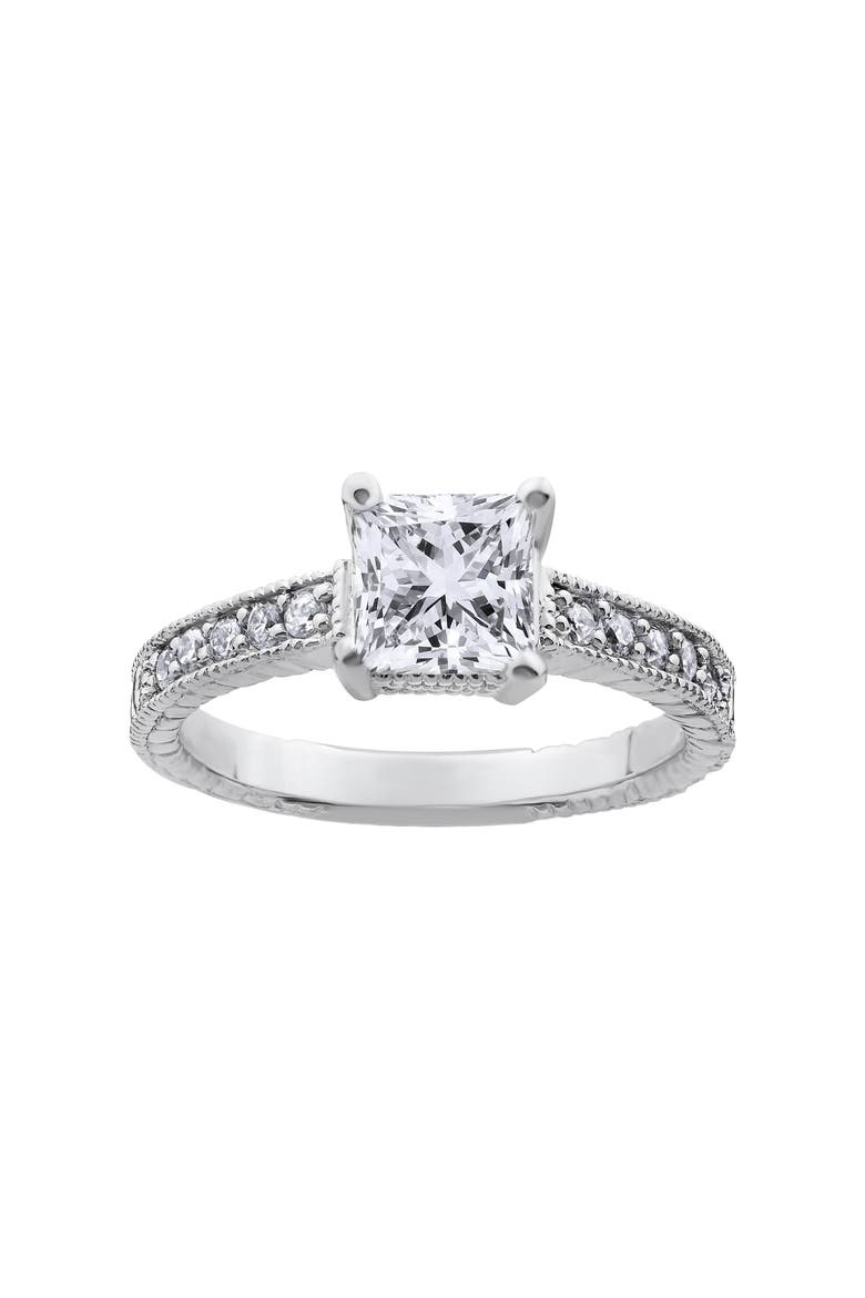 1 1/4Ct Princess Cut Diamond Engagement Ring 14k Gold Lab Grown, Main, color, 14k White Gold