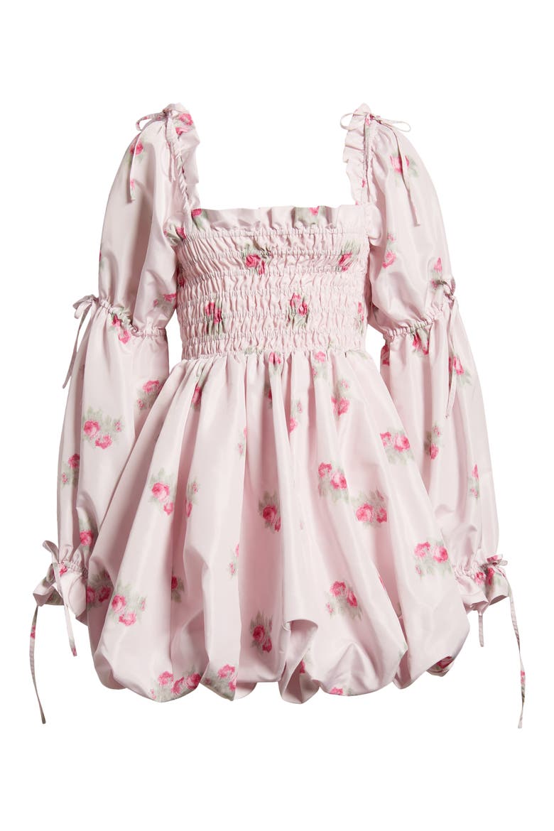 Janey Floral Print Long Sleeve Bubble Dress, Alternate, color, BERRY MOMENT