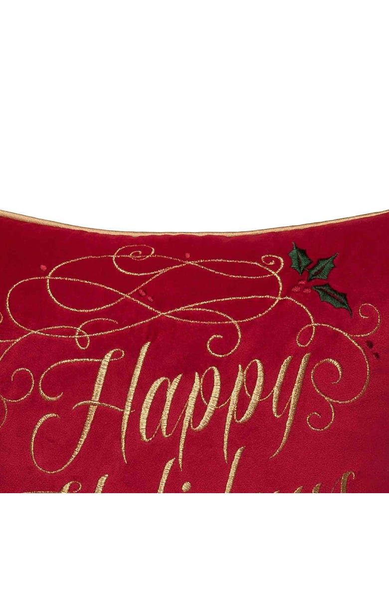 C&F Home Happy Holidays Swirl Christmas Pillow, 16" x 16", Alternate, color, Red