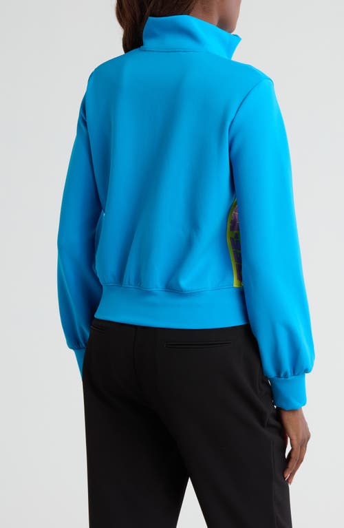 Off-white Woman Jacket In Turquoise Technical Fabric With Logo Tape In Blue