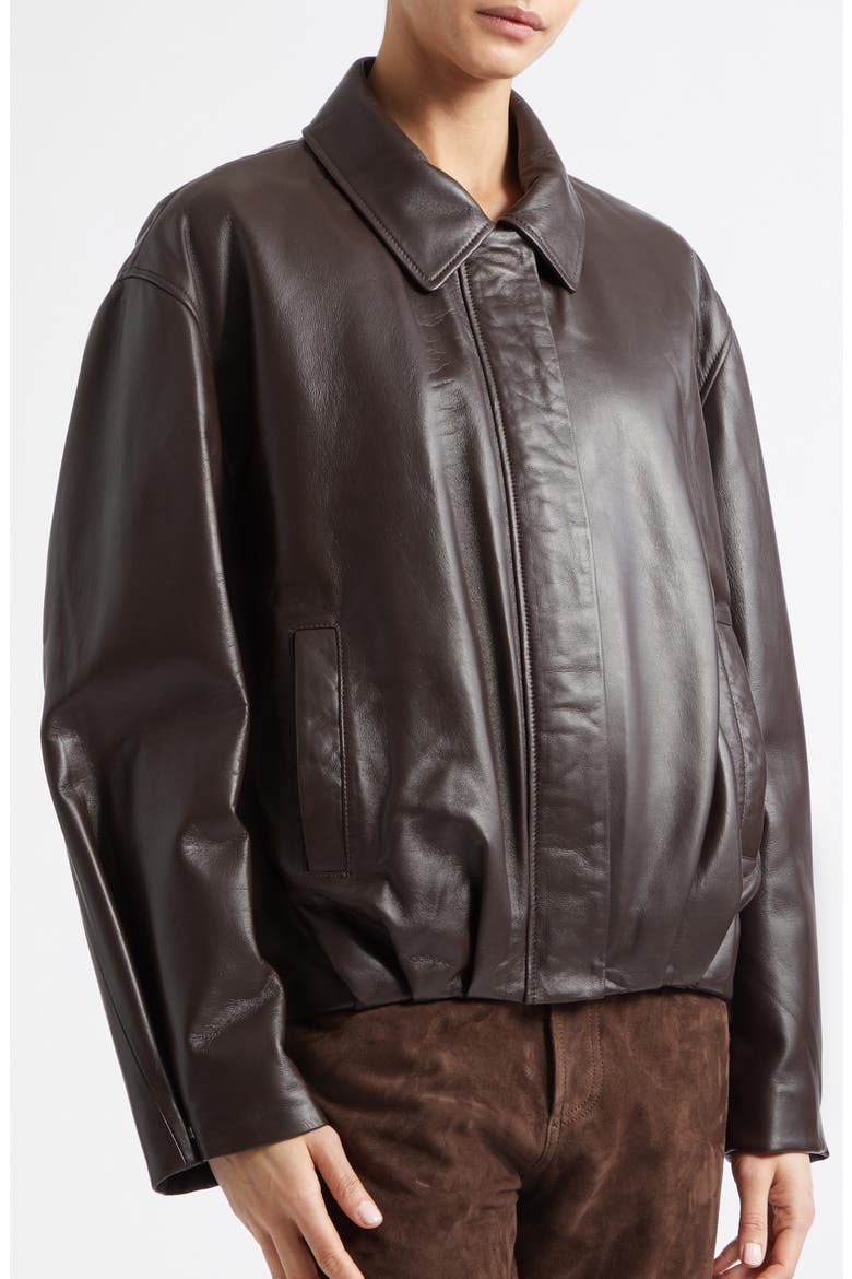Melis Leather Bomber Jacket, Alternate, color, COFFEE BEAN