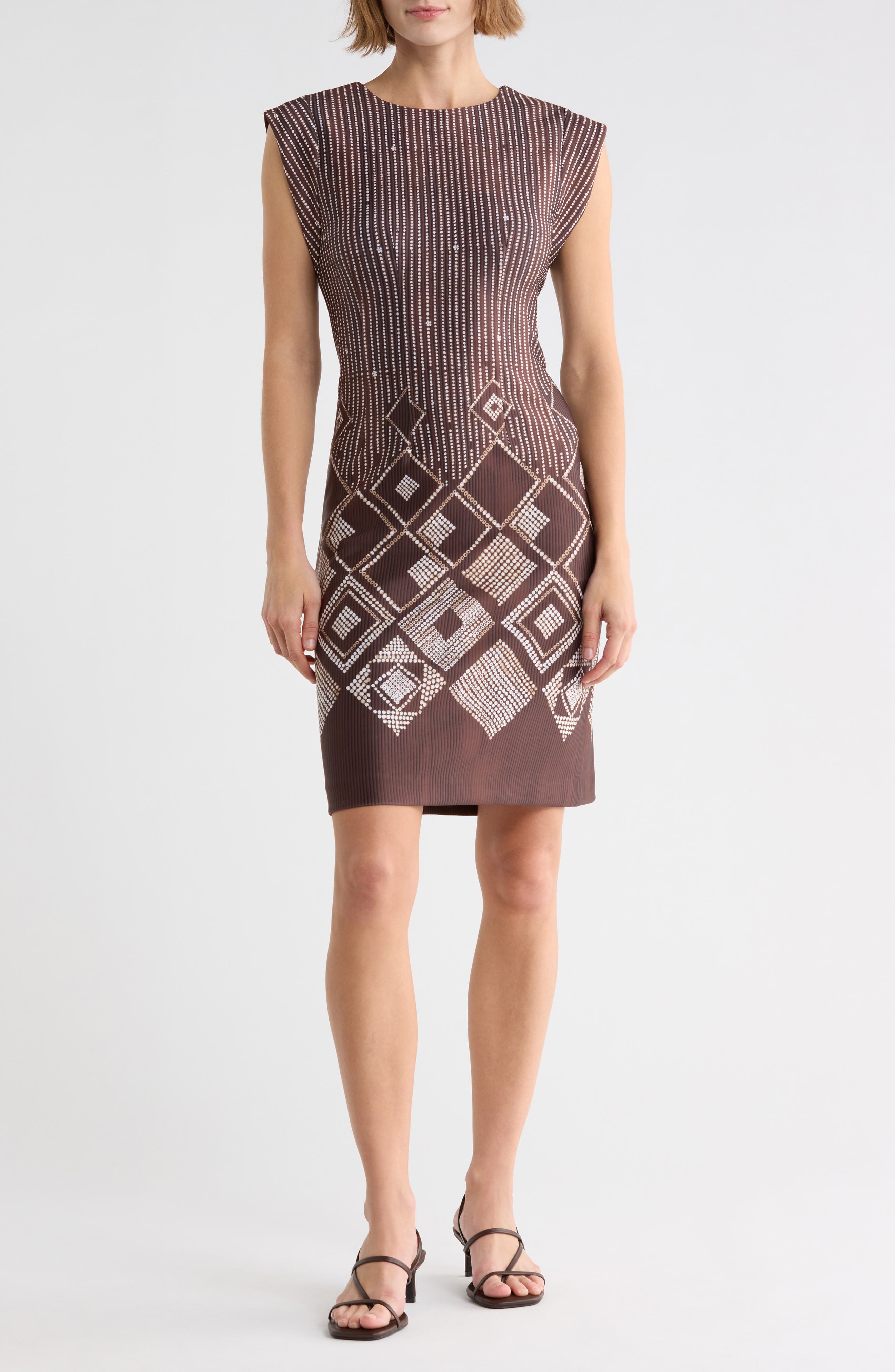 Geo Print Cap Sleeve Dress