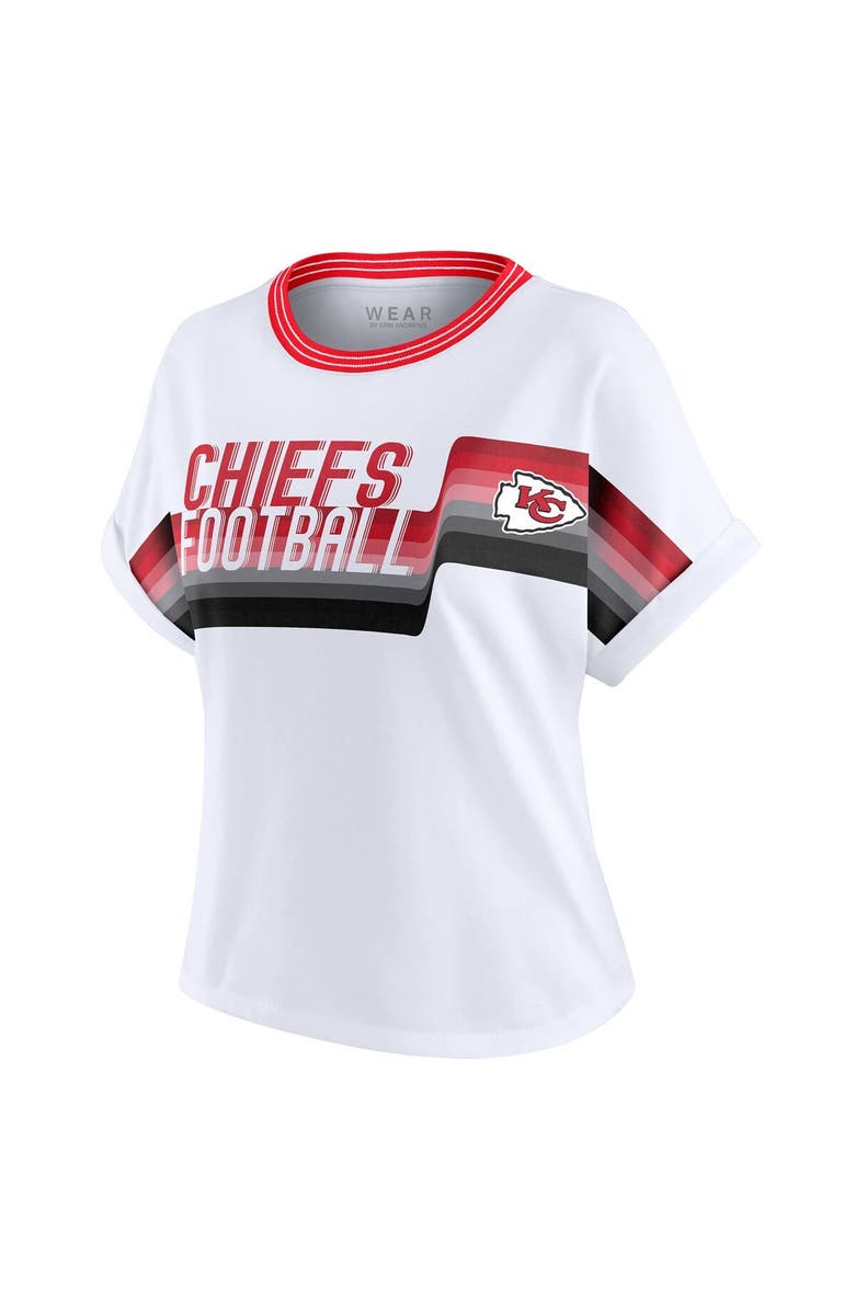WEAR by Erin Andrews Women's WEAR by Erin Andrews White Kansas City Chiefs Cropped Center Stripe Dolman T-Shirt, Alternate, color, White