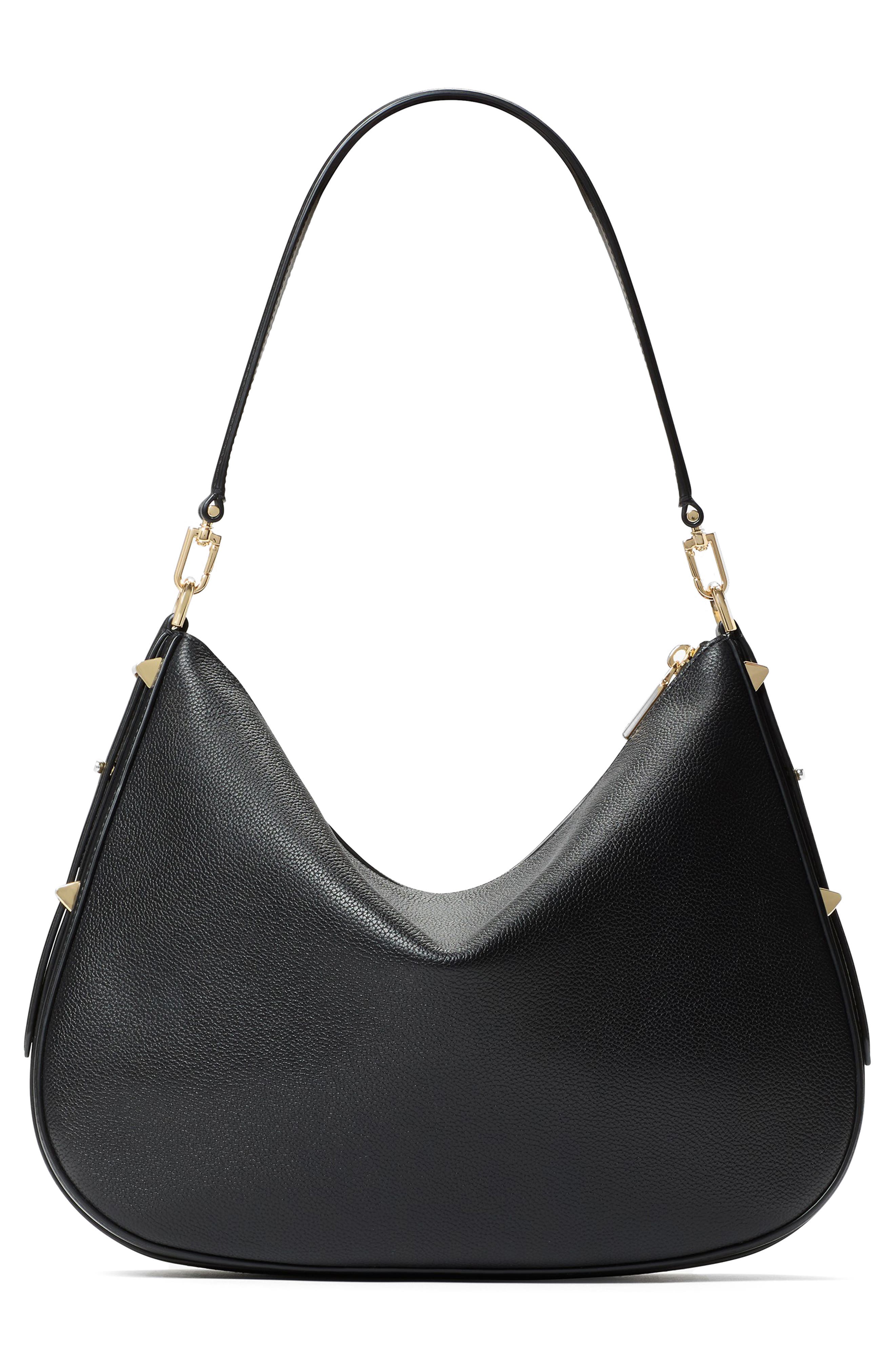 Kate Spade New York large liv pebble leather hobo bag, Alternate, color, Black