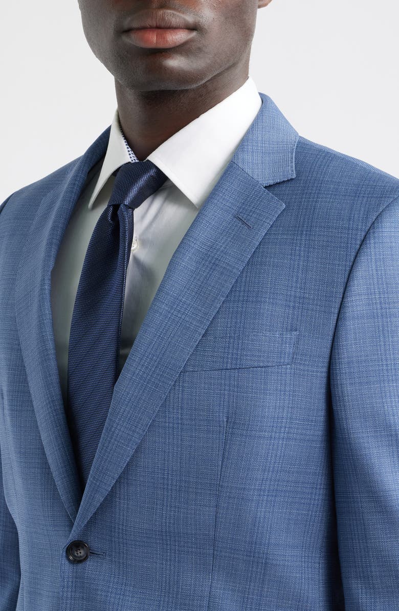 BOSS Huge Slim Fit Blue Plaid Wool Suit, Alternate, color, Open Blue