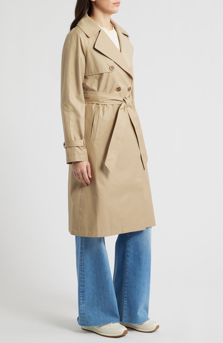 Via Spiga Double Breasted Water Repellent Trench Coat, Alternate, color, Summer Camel