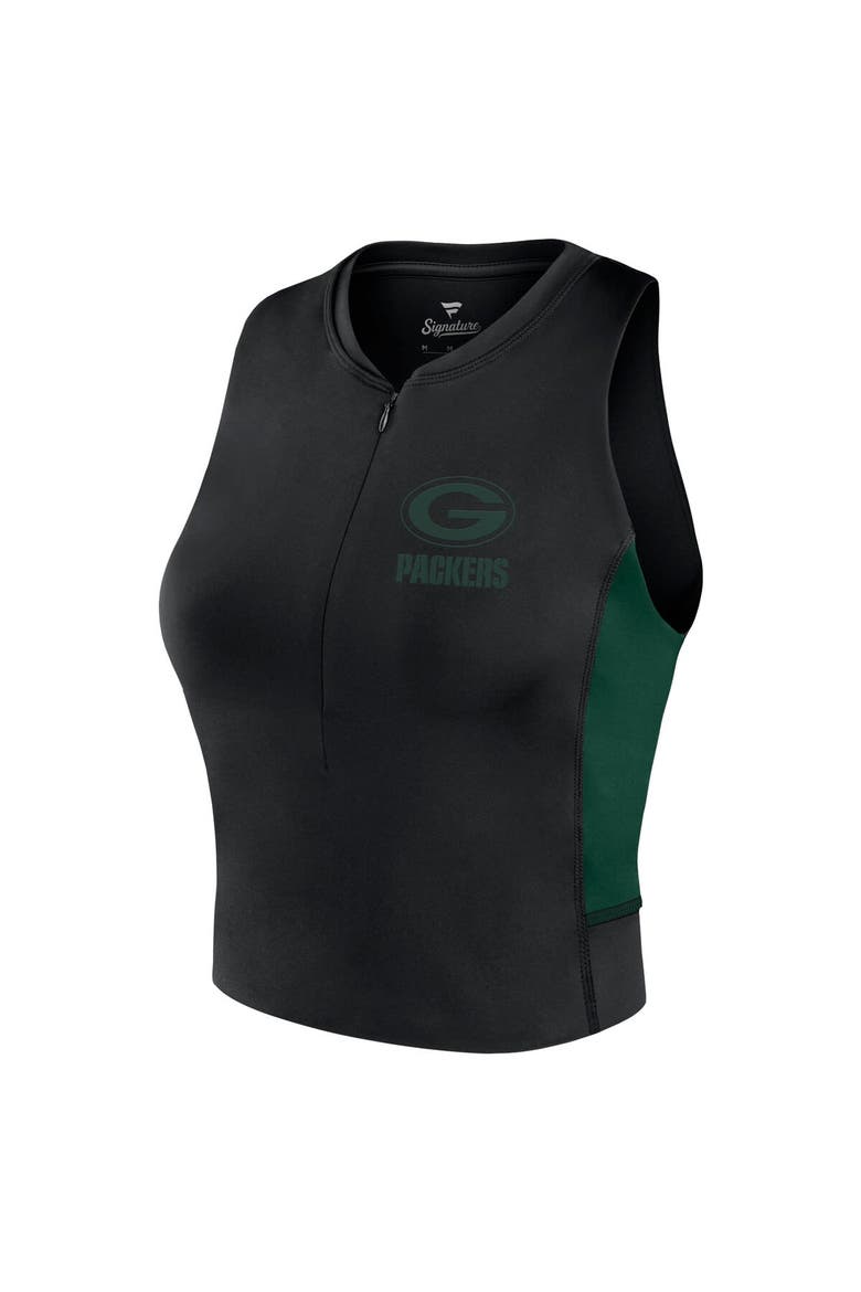 Women's Fanatics Signature Black Green Bay Packers Studio Fitted Gym Tank Top, Alternate, color, Black
