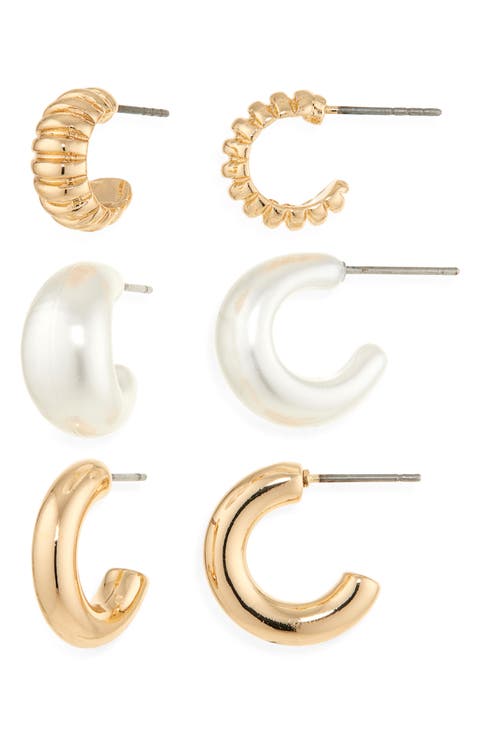 Set of 3 Chubby Hoop Earrings