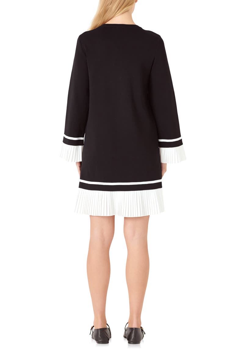 Mixed Media Long Sleeve Minidress, Alternate, color, BLACK/ WHITE
