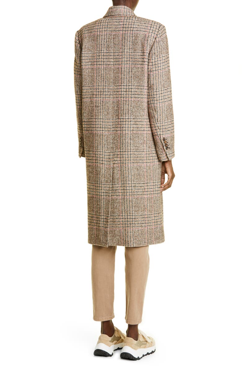 Brunello Cucinelli Glen Plaid Double Breasted Wool Blend Coat, Alternate, color, 