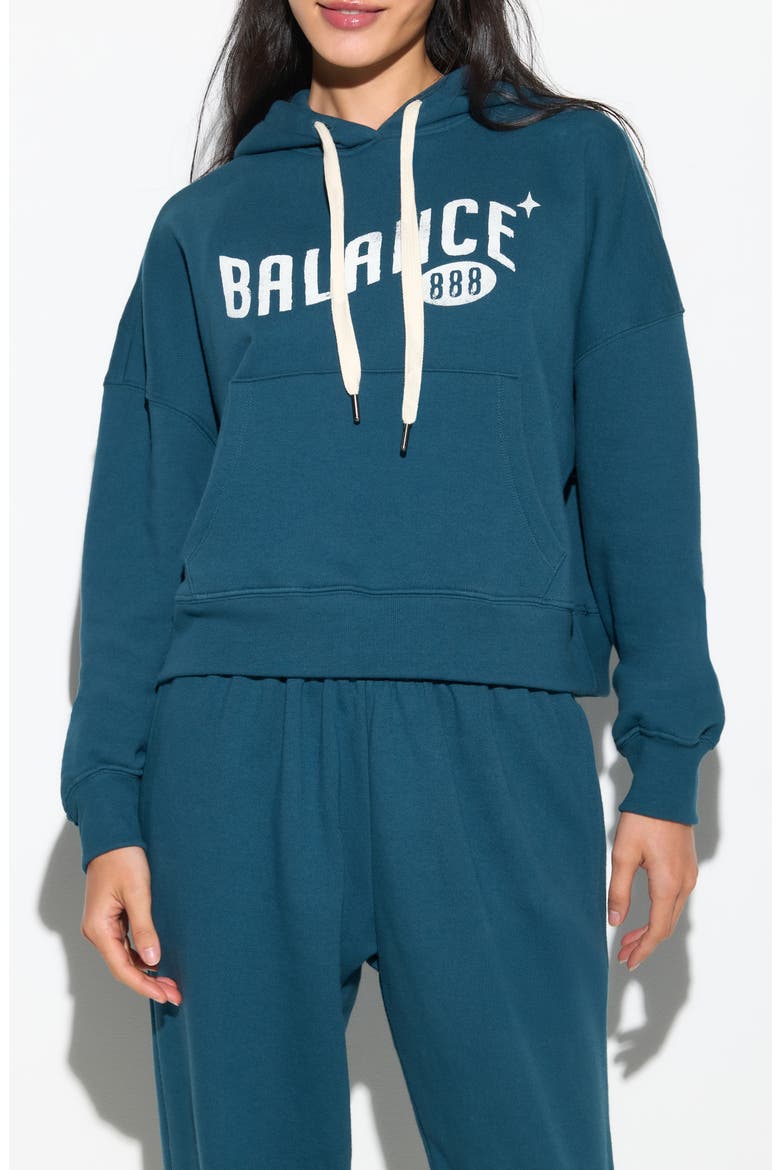 Balance Olsen Crop Graphic Hoodie, Main, color, MIDNIGHT TEAL