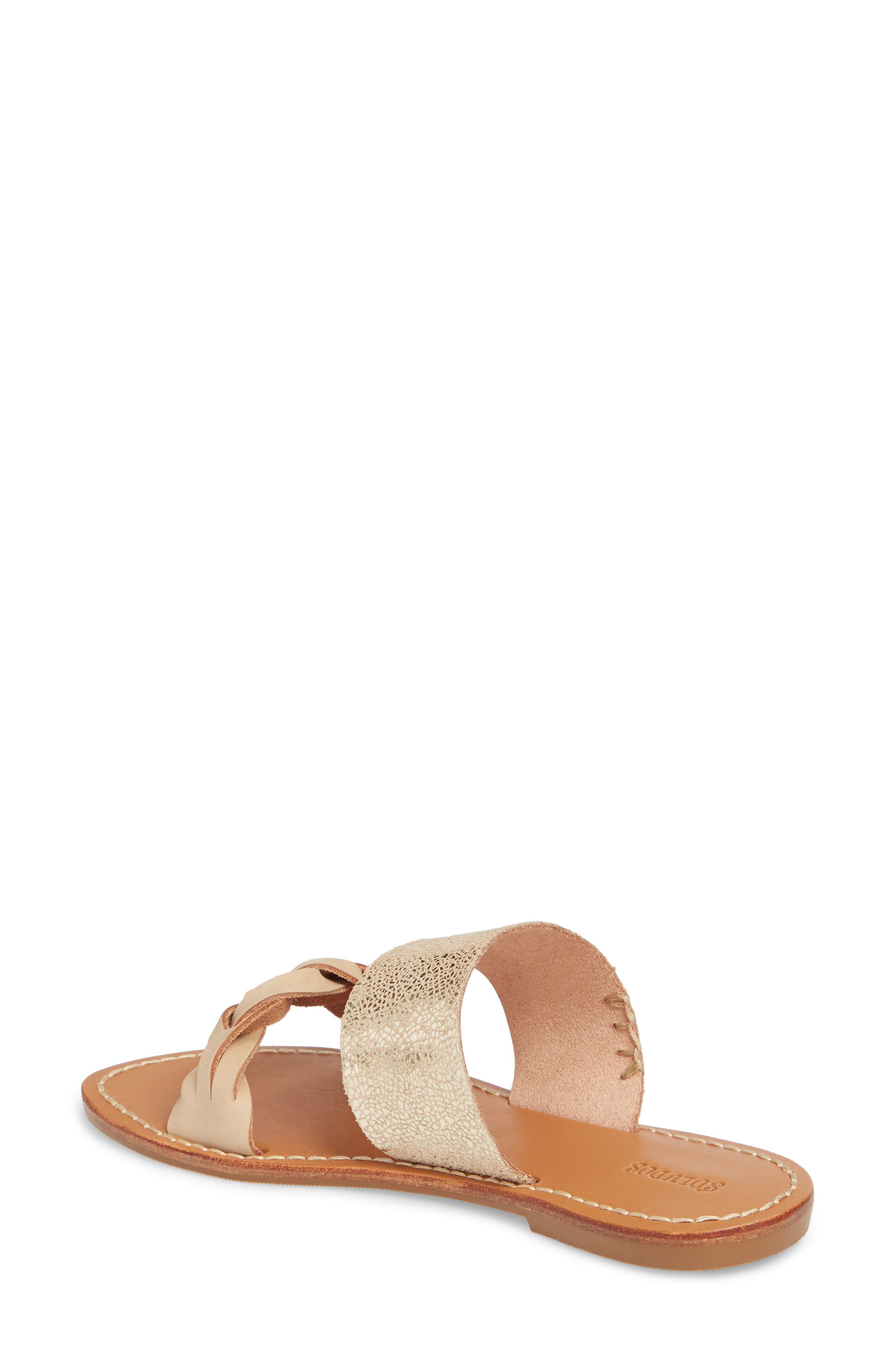 Slide Sandal, Alternate, color, NUDE/ PALE GOLD LEATHER