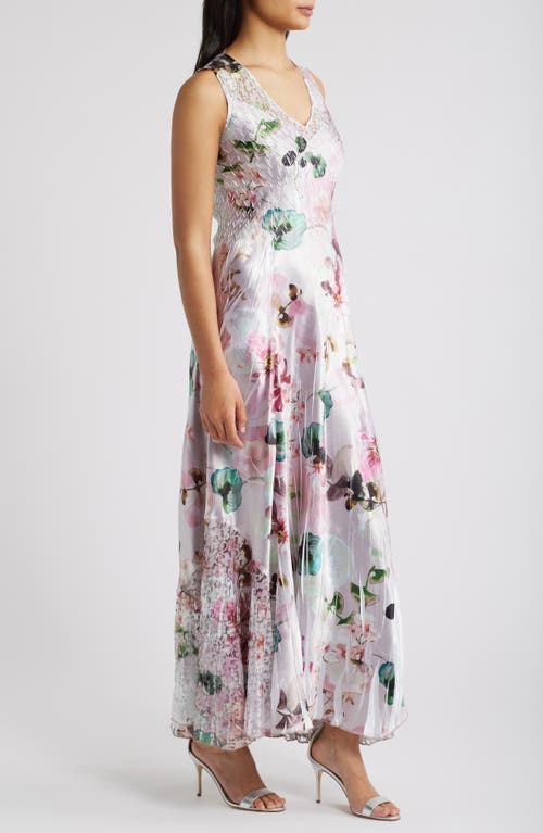 Shop Komarov Lace-up Back Maxi Dress In Blush Plumes