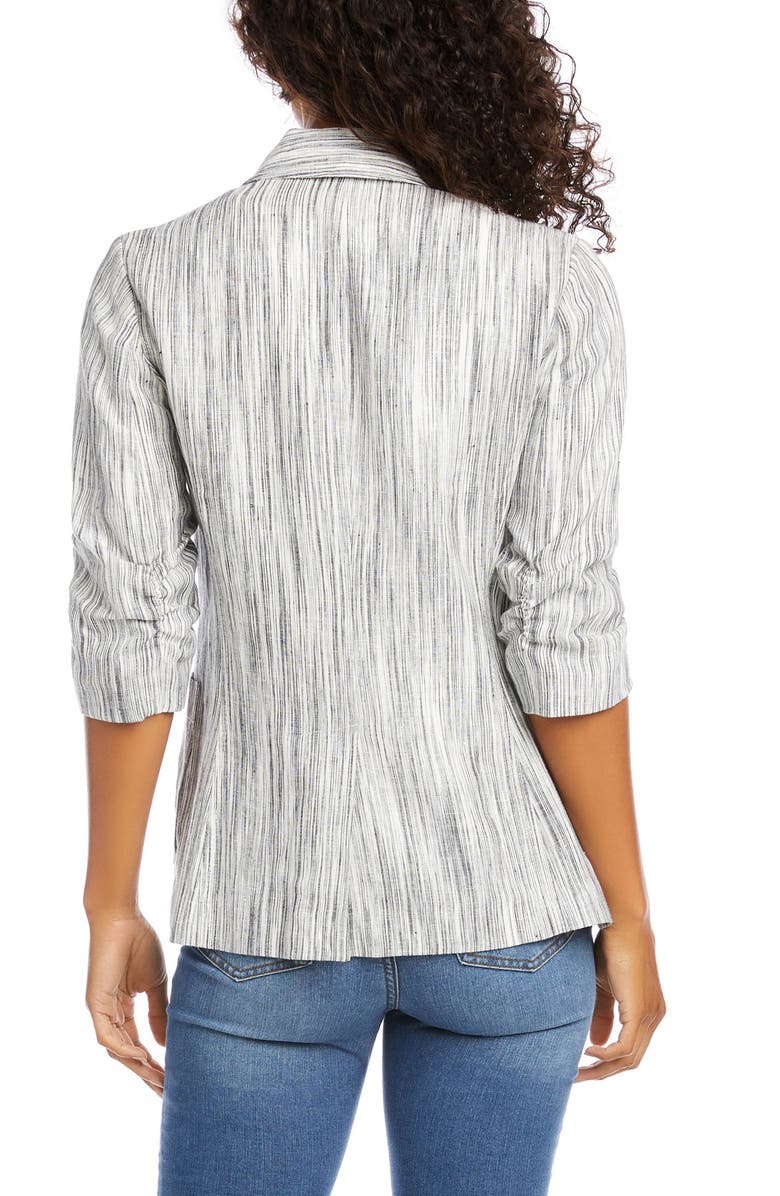 Karen Kane Stripe Ruched Sleeve Linen Jacket, Alternate, color,
