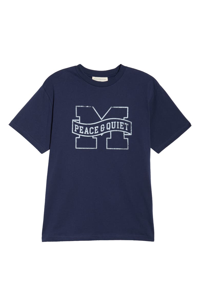 Museum of Peace & Quiet Banner Logo Cotton T-Shirt, Alternate, color, Navy