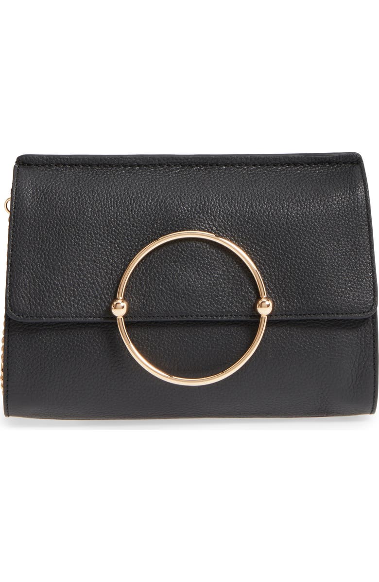 Milly Astor Pebbled Leather Flap Clutch, Main, color,