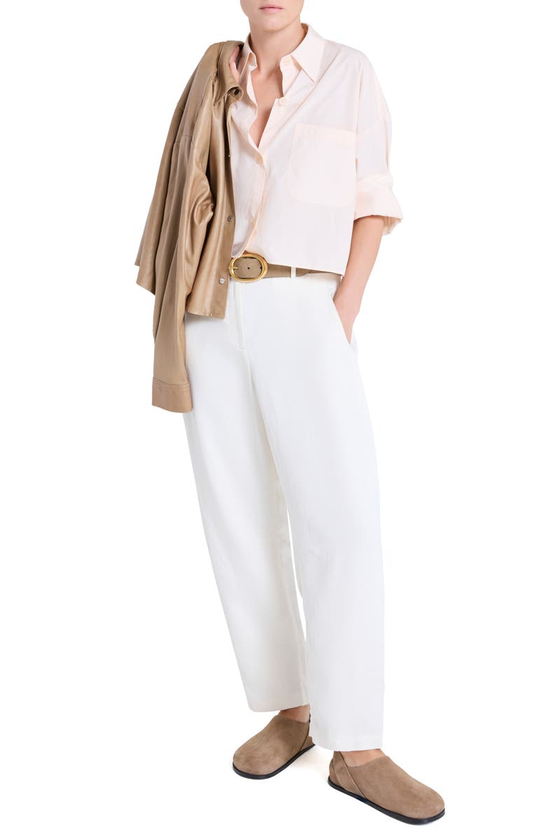 TWP Next Ex Crop Cotton Button-Up Shirt, Alternate, color, Creme De Peche