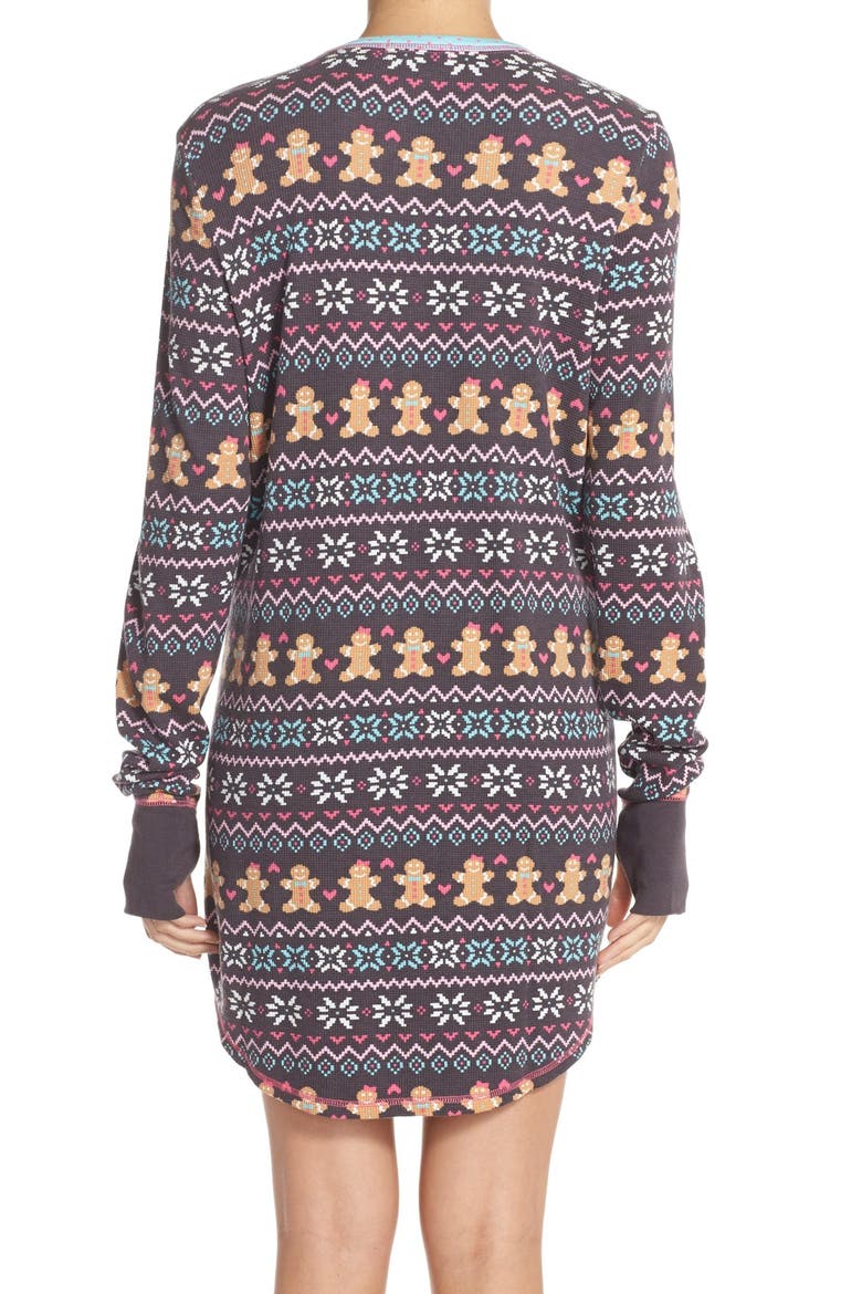 Thermal Knit Sleep Shirt, Alternate, color, CHARCOAL GINGERBREAD