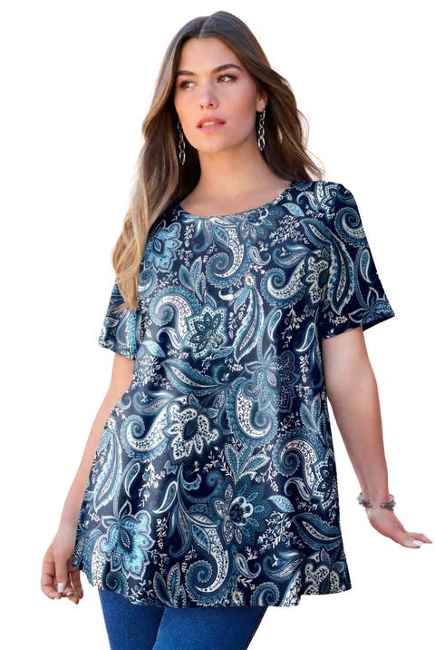 Plus Size Ultimate Cotton Crewneck Short Sleeve Swing Tee (Plus)